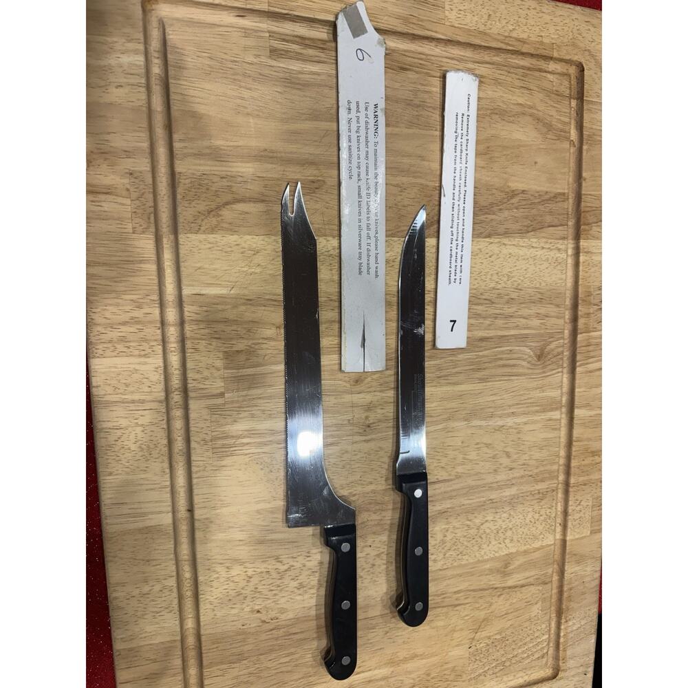Ronco Showtime Six Star Sports Carving Knife & Fork Set Stainless Steel Spain